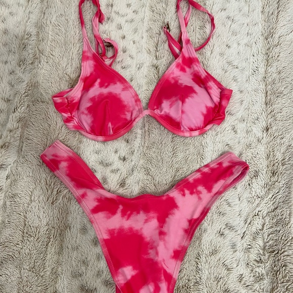 Shein Pink Tie Dye Underwire Bikini Set - Picture 2 of 2